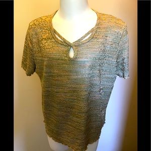 Alfred Dunner Earth Tone Short Sleeve Top, MP, EUC